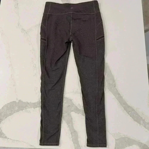 Athleta Pixy Drifter Textured Brown Activewear Leggings Womens Medium ZipPockets - Picture 4 of 8